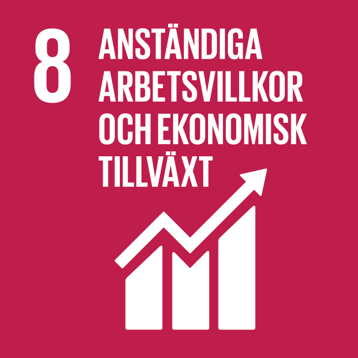 SDG-koppling 8 människovärdigt arbete och ekonomisk tillväxt.